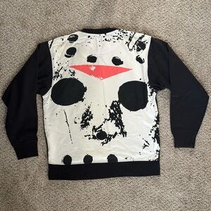 SOLD Lemar and Dauley Jason Mask Sweater NY Sz M Halloween Jumper Black White